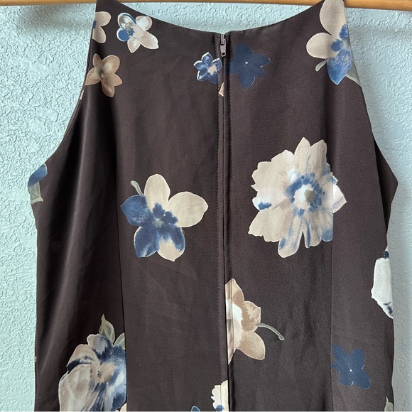 Vintage 90s Indie Brown Floral Slip Dress Spaghetti Strap Maxi Sense USA Size S - Picture 10 of 11